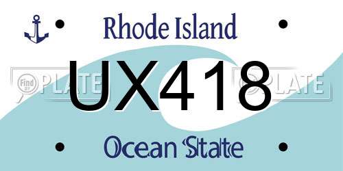 UX418 Rhode Island License Plate