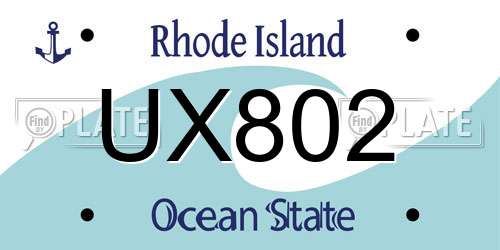 UX802 Rhode Island License Plate