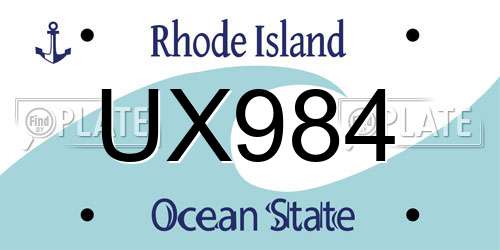 UX984 Rhode Island License Plate