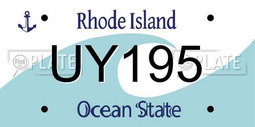 UY195 Rhode Island License Plate