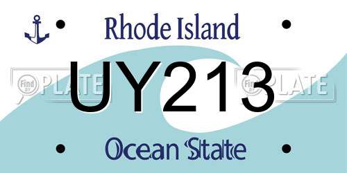 UY213 Rhode Island License Plate
