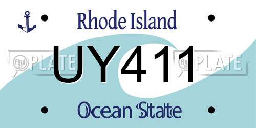 UY411 Rhode Island License Plate