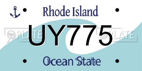 UY775 Rhode Island License Plate