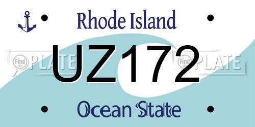 UZ172 Rhode Island License Plate