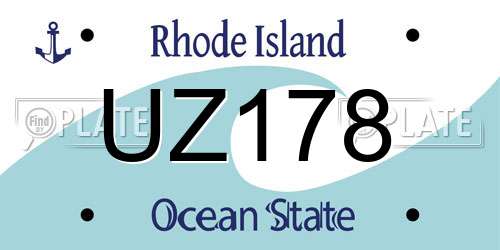 UZ178 Rhode Island License Plate