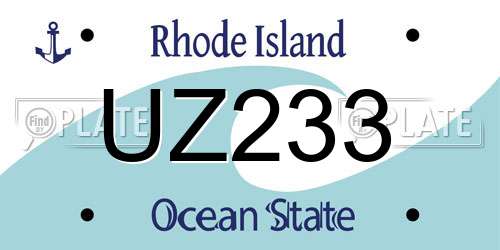 UZ233 Rhode Island License Plate