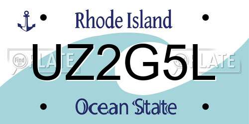 UZ2G5L Rhode Island License Plate