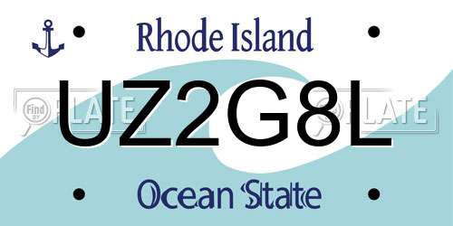 UZ2G8L Rhode Island License Plate