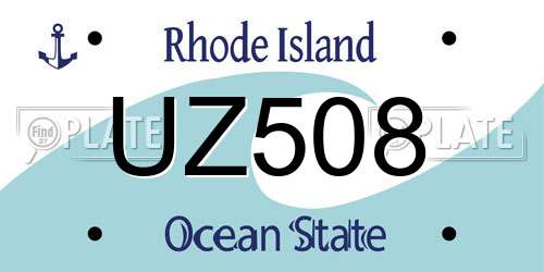 UZ508 Rhode Island License Plate