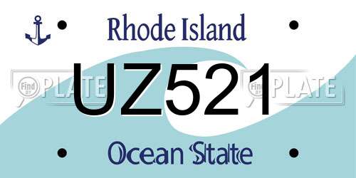 UZ521 Rhode Island License Plate