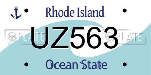 UZ563 Rhode Island License Plate