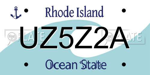 UZ5Z2A Rhode Island License Plate