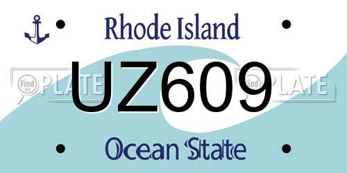 UZ609 Rhode Island License Plate