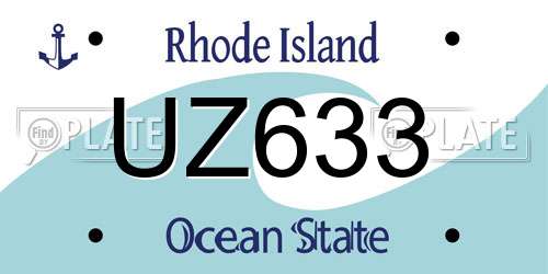 UZ633 Rhode Island License Plate