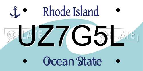 UZ7G5L Rhode Island License Plate