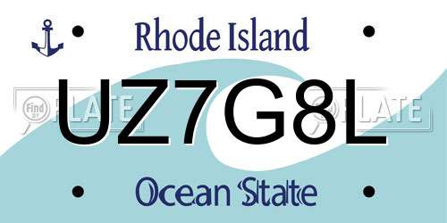 UZ7G8L Rhode Island License Plate