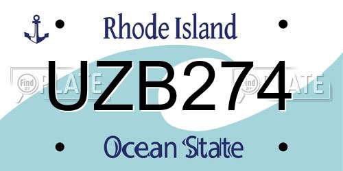 UZB274 Rhode Island License Plate