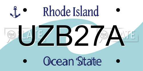 UZB27A Rhode Island License Plate