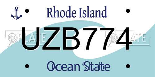 UZB774 Rhode Island License Plate
