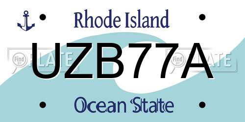 UZB77A Rhode Island License Plate