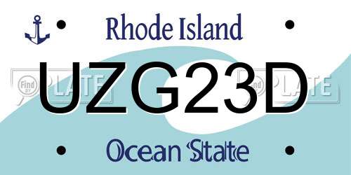 UZG23D Rhode Island License Plate