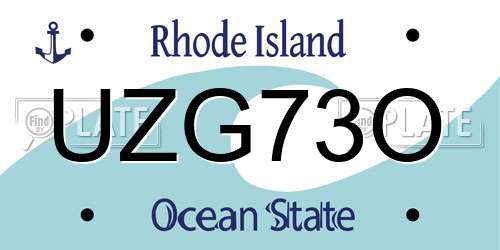 UZG73O Rhode Island License Plate