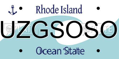 UZGSOSO Rhode Island License Plate