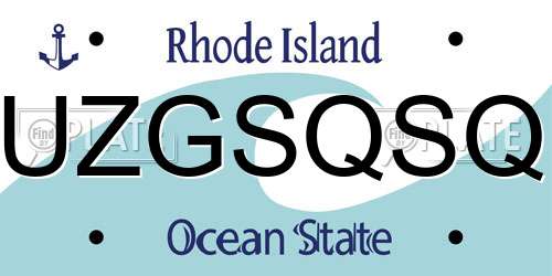 UZGSQSQ Rhode Island License Plate