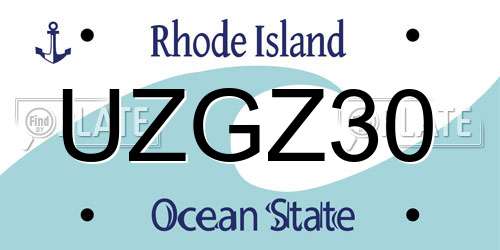 UZGZ30 Rhode Island License Plate