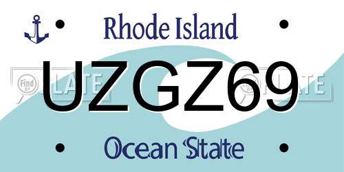 UZGZ69 Rhode Island License Plate