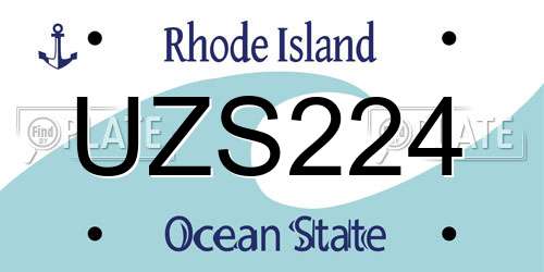 UZS224 Rhode Island License Plate