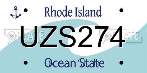 UZS274 Rhode Island License Plate