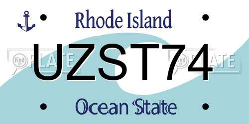 UZST74 Rhode Island License Plate