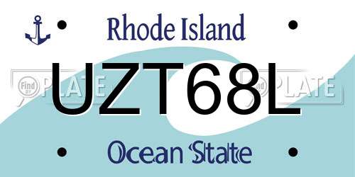 UZT68L Rhode Island License Plate