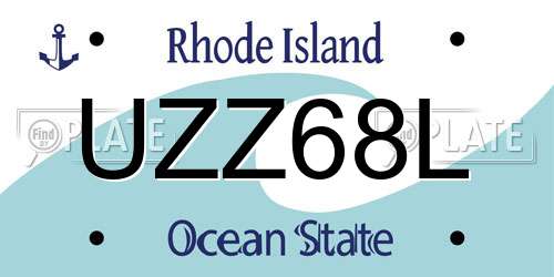 UZZ68L Rhode Island License Plate