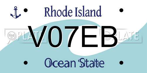 V07EB Rhode Island License Plate