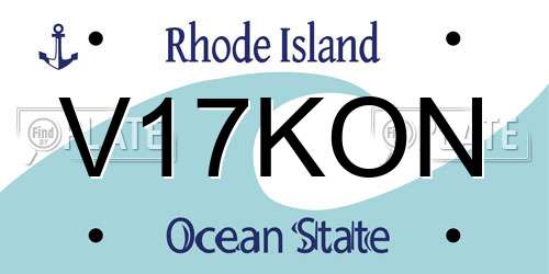 V17KON Rhode Island License Plate