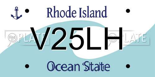 V25LH Rhode Island License Plate