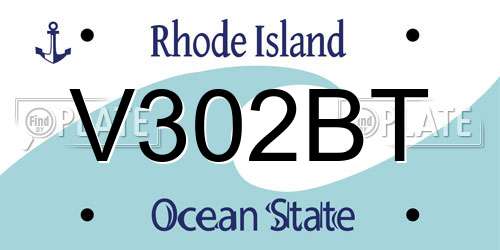 V302BT Rhode Island License Plate