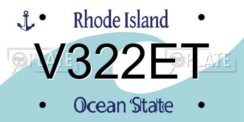 V322ET Rhode Island License Plate