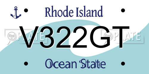 V322GT Rhode Island License Plate