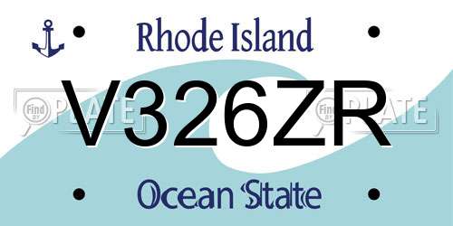V326ZR Rhode Island License Plate
