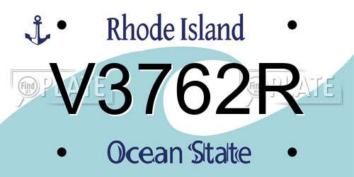 V3762R Rhode Island License Plate