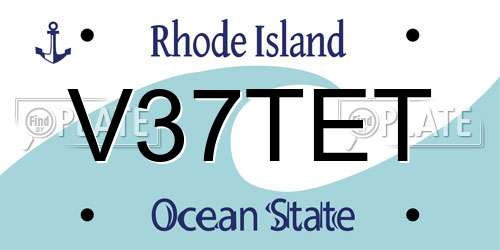 V37TET Rhode Island License Plate
