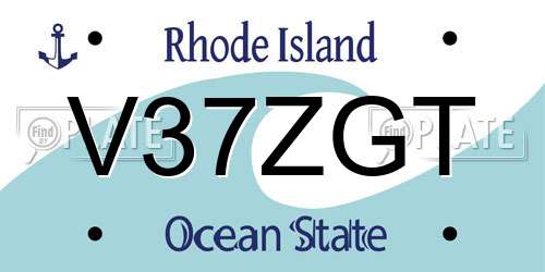 V37ZGT Rhode Island License Plate