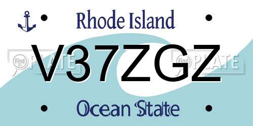 V37ZGZ Rhode Island License Plate
