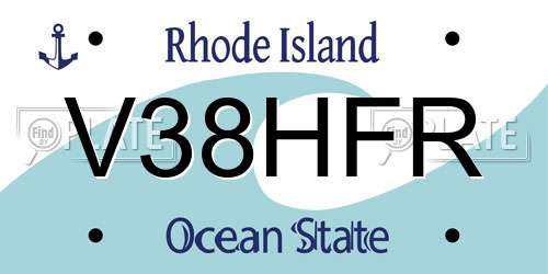 V38HFR Rhode Island License Plate