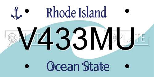 V433MU Rhode Island License Plate