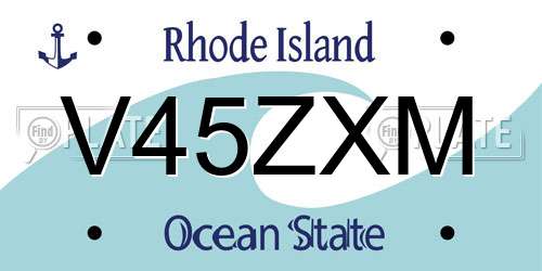 V45ZXM Rhode Island License Plate
