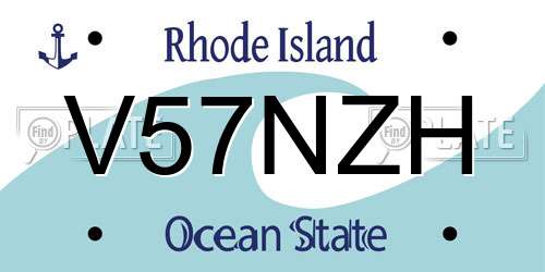 V57NZH Rhode Island License Plate